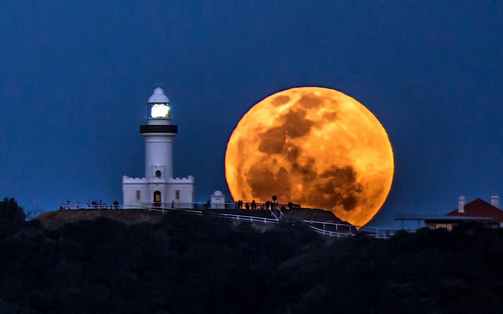 Cape Byron Lighthouse at night, the headland whale watchers gather on